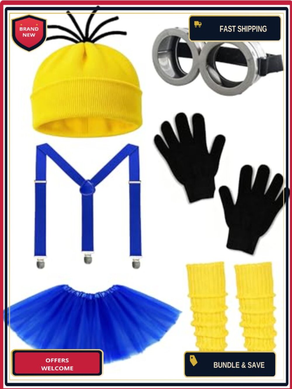 Adult Halloween Costume Set 6-Piece Cosplay Accessories Beanie Goggles Gloves